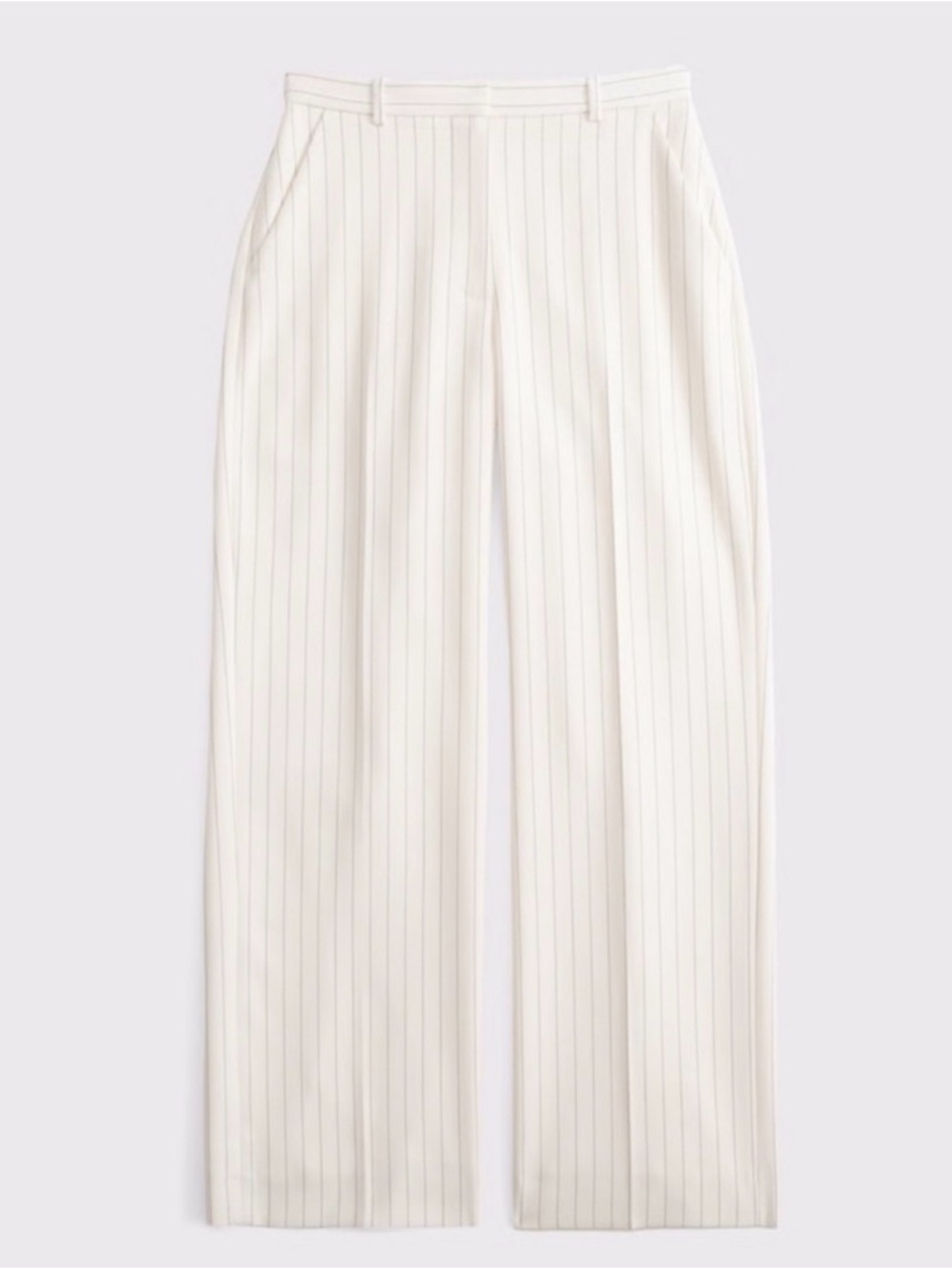 Abercrombie & Fitch Curve Love White and Navy Pinstripe Wide-Leg Pant